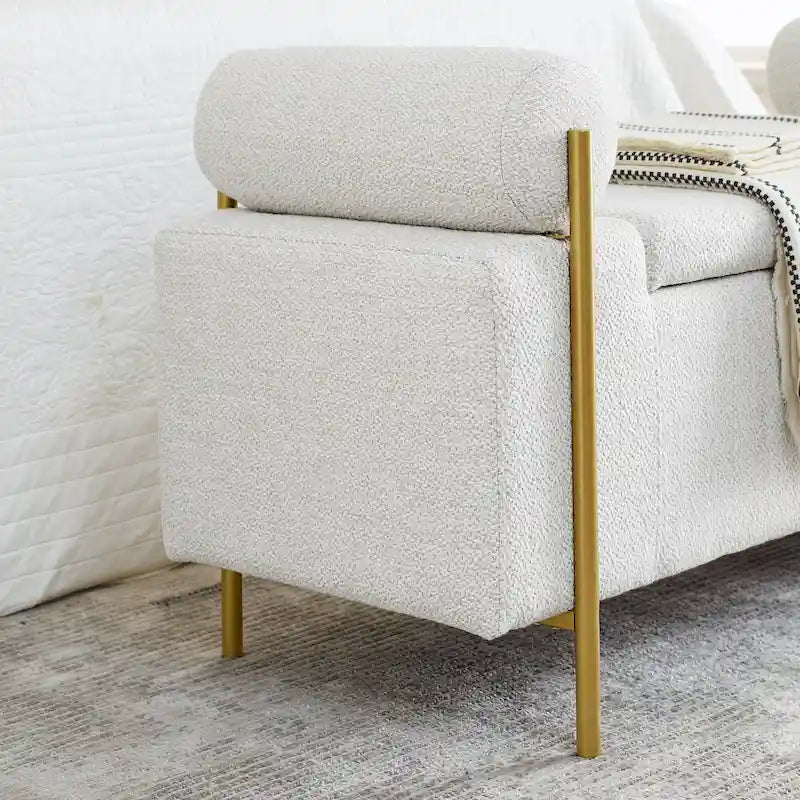 Banc de rangement élégant en velours capitonné