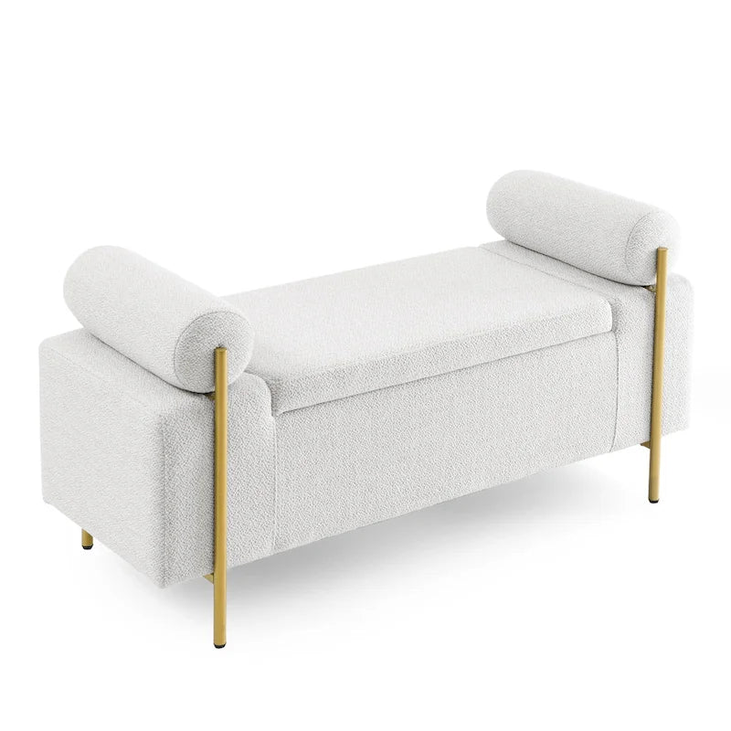 Banc de rangement élégant en velours capitonné