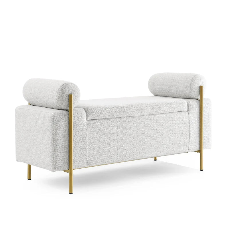 Banc de rangement élégant en velours capitonné