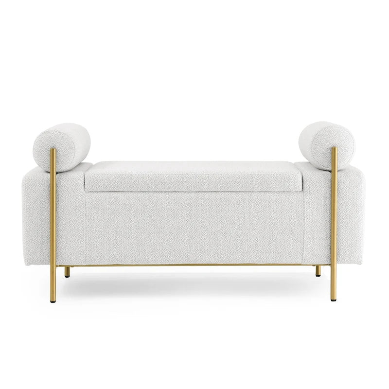Banc de rangement élégant en velours capitonné