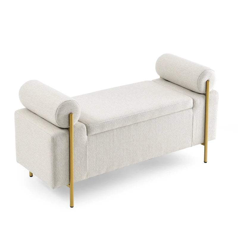 Banc de rangement élégant en velours capitonné