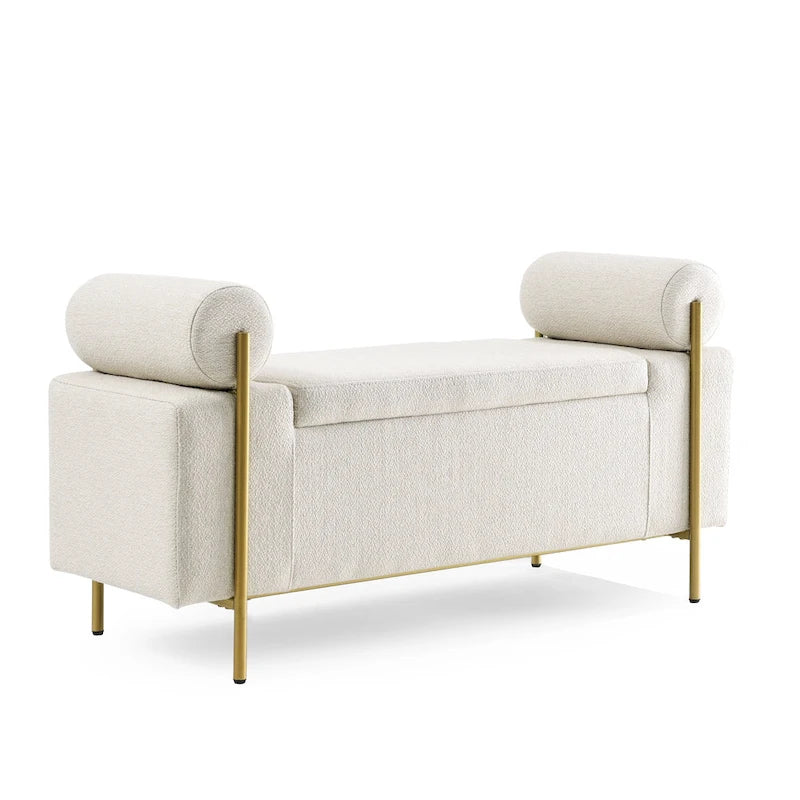Banc de rangement élégant en velours capitonné