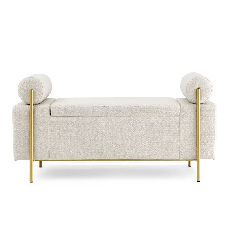 Banc de rangement élégant en velours capitonné