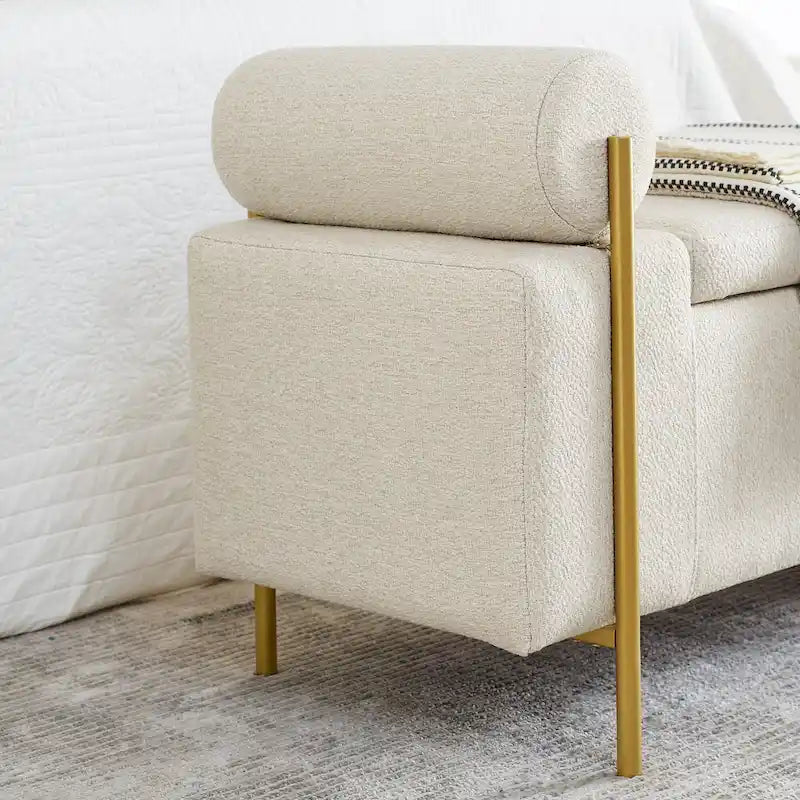 Banc de rangement élégant en velours capitonné
