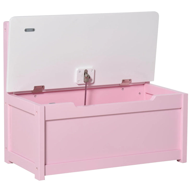 Coffre à jouets en bois 2 en 1 avec banc pour enfant et coffre de rangement avec vérin pneumatique de sécurité