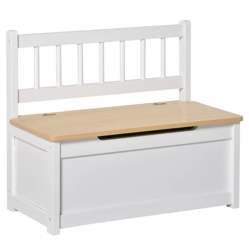 Coffre à jouets en bois 2 en 1 avec banc pour enfant et coffre de rangement avec vérin pneumatique de sécurité