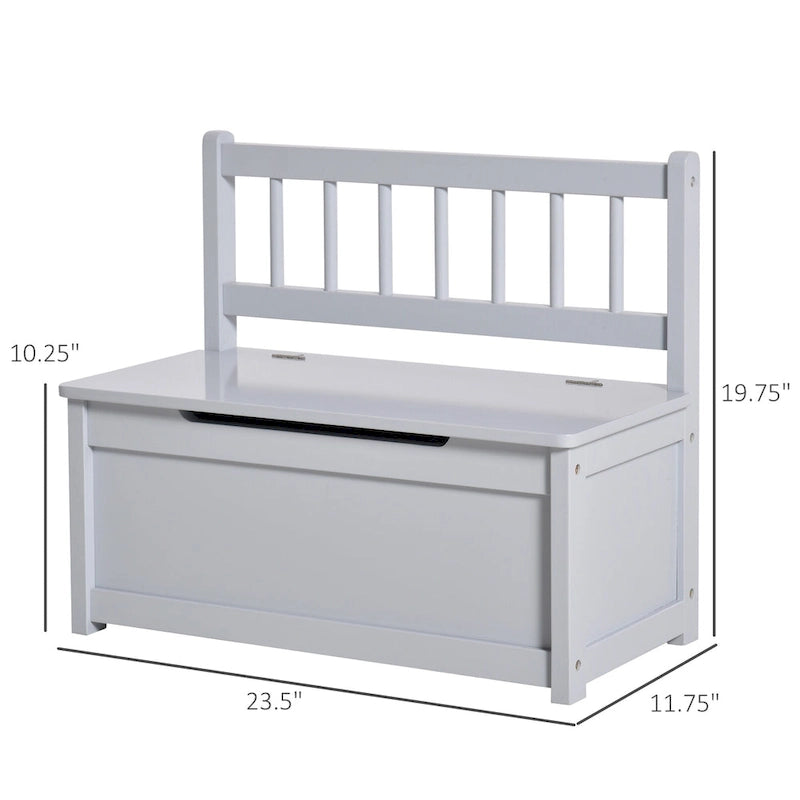 Coffre à jouets en bois 2 en 1 avec banc pour enfant et coffre de rangement avec vérin pneumatique de sécurité