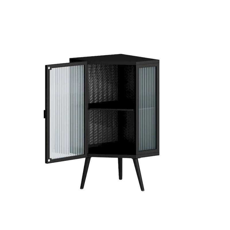 Meuble d'angle de sol en métal avec étagère réglable H 31,5 po