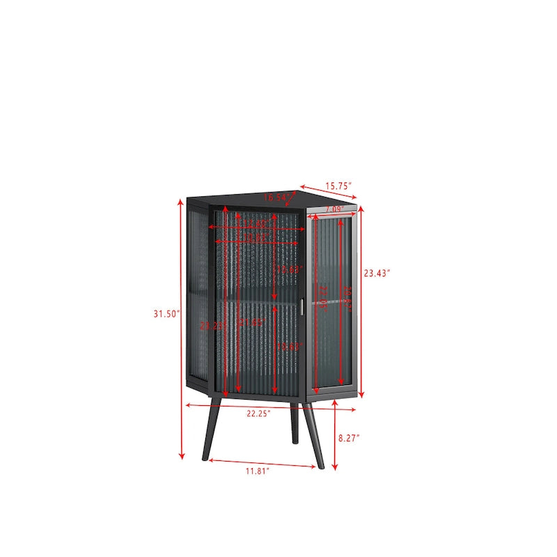 Meuble d'angle de sol en métal avec étagère réglable H 31,5 po
