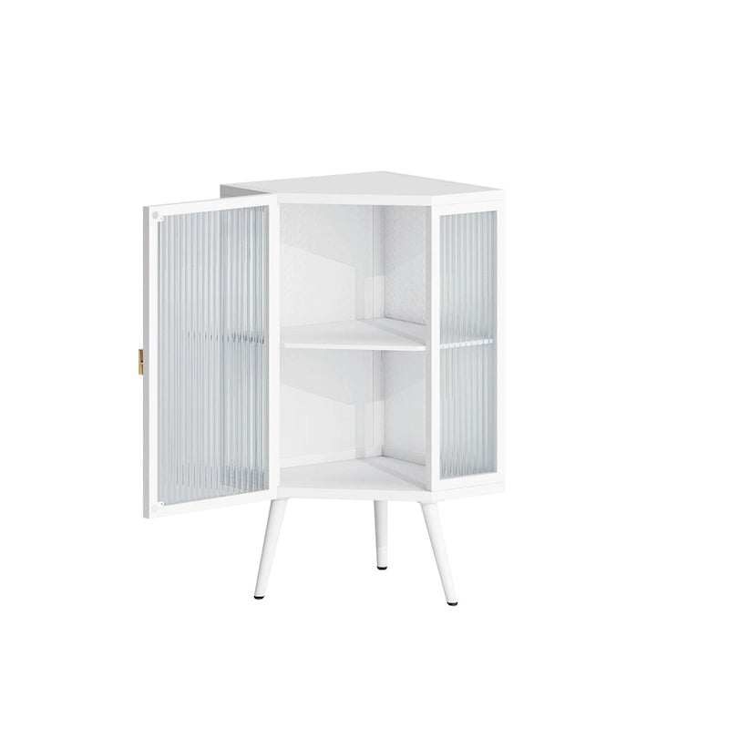 Meuble d'angle de sol en métal avec étagère réglable H 31,5 po