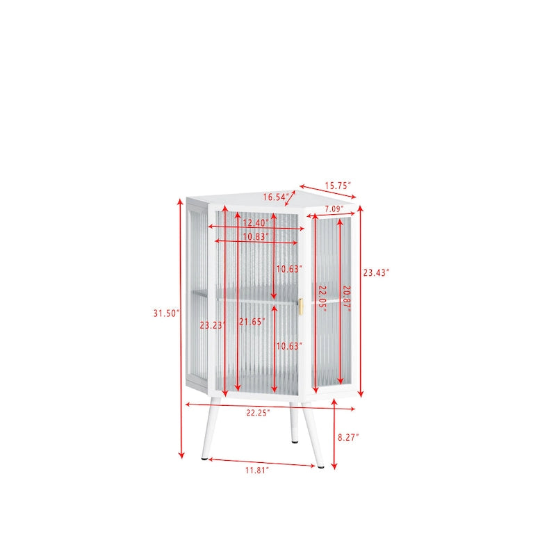 Meuble d'angle de sol en métal avec étagère réglable H 31,5 po