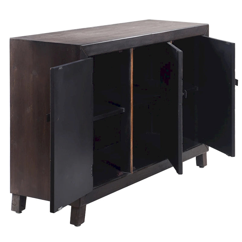 Buffet trois portes Espresso à motif chevron décalé