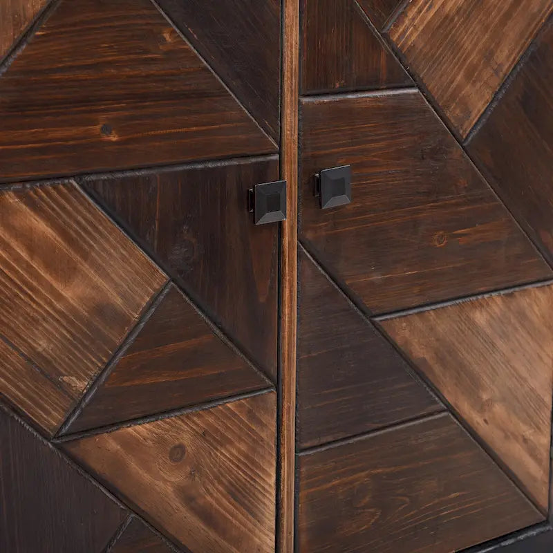 Buffet trois portes Espresso à motif chevron décalé