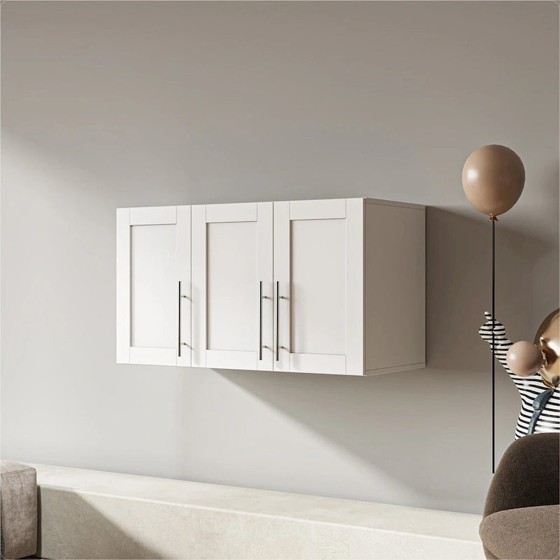 Meuble de rangement mural empilable en bois, blanc