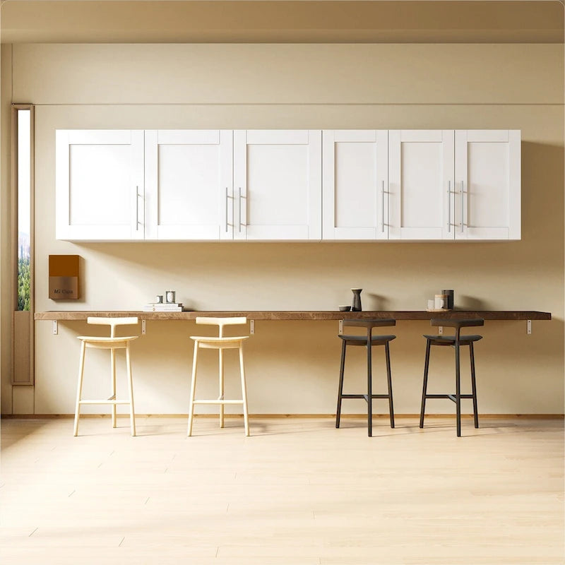 Meuble de rangement mural empilable en bois, blanc