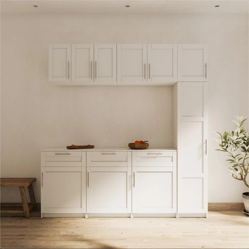 Meuble de rangement mural empilable en bois, blanc