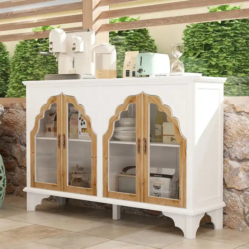 Meuble de salle de bain en bois sculpté Meuble d'appoint Buffet Verre acrylique