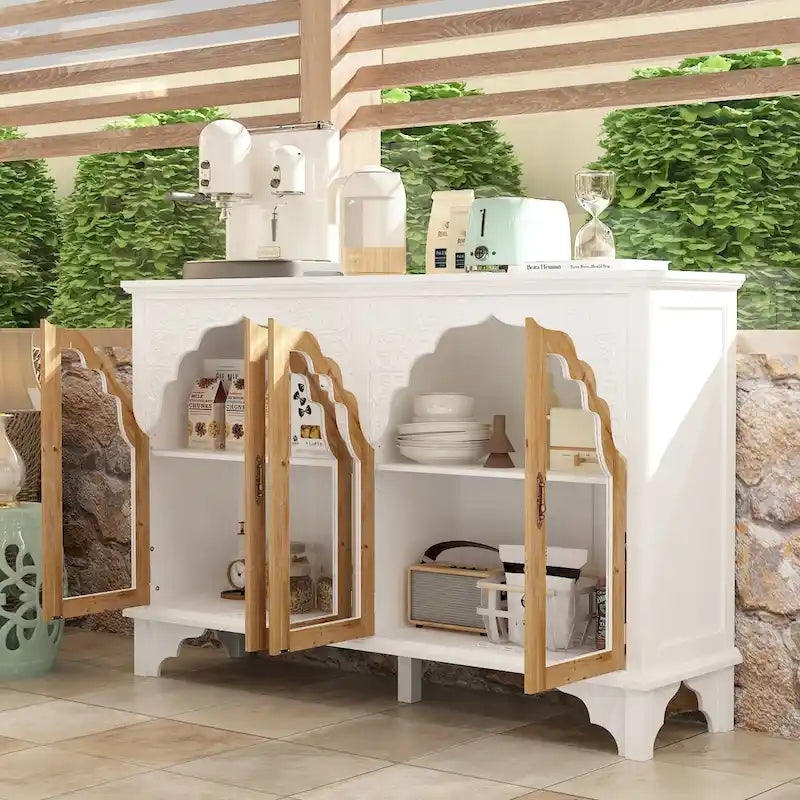Meuble de salle de bain en bois sculpté Meuble d'appoint Buffet Verre acrylique