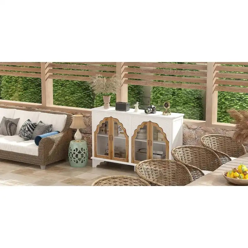 Meuble de salle de bain en bois sculpté Meuble d'appoint Buffet Verre acrylique