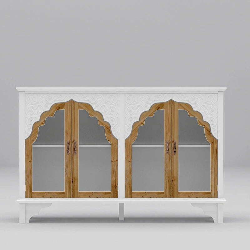 Meuble de salle de bain en bois sculpté Meuble d'appoint Buffet Verre acrylique