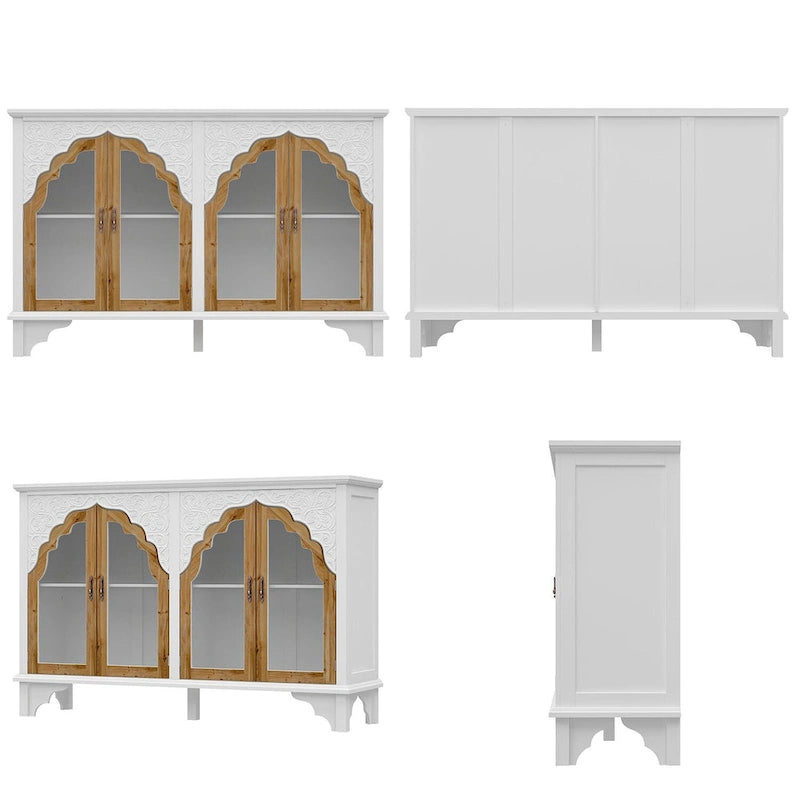 Meuble de salle de bain en bois sculpté Meuble d'appoint Buffet Verre acrylique