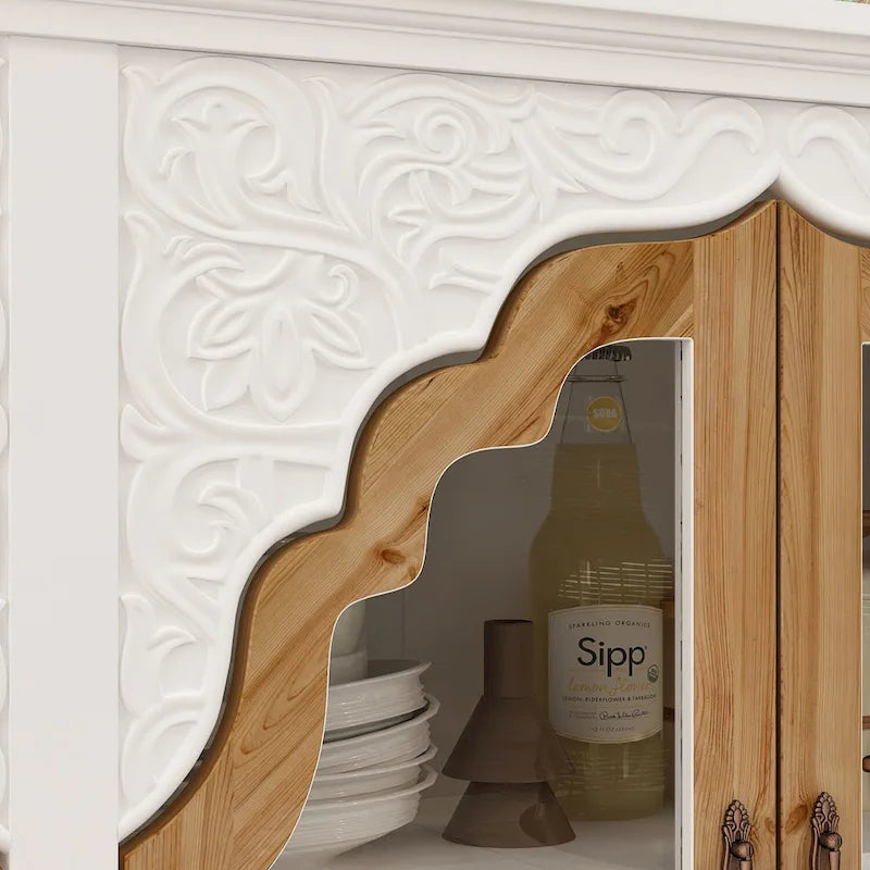 Meuble de salle de bain en bois sculpté Meuble d'appoint Buffet Verre acrylique