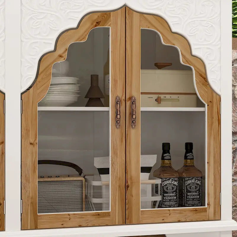 Meuble de salle de bain en bois sculpté Meuble d'appoint Buffet Verre acrylique