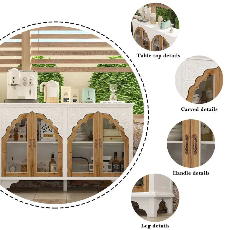 Meuble de salle de bain en bois sculpté Meuble d'appoint Buffet Verre acrylique