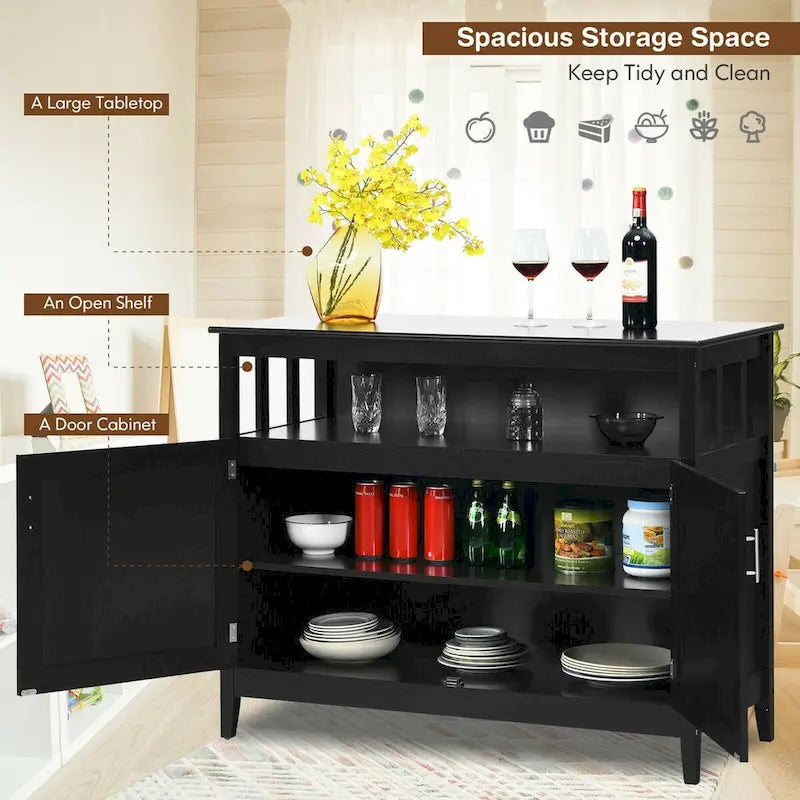 Armoire de rangement de cuisine moderne en bois - Noire - 44,9 x 20,1 x 35,8 (L x l x H)
