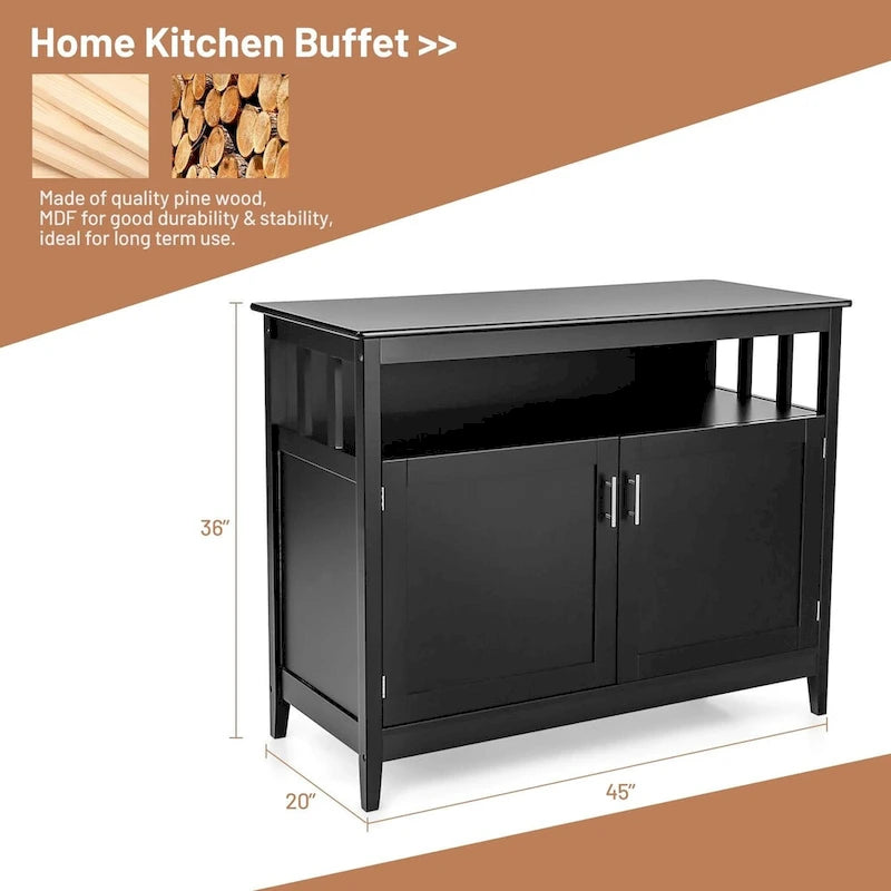 Armoire de rangement de cuisine moderne en bois - Noire - 44,9 x 20,1 x 35,8 (L x l x H)