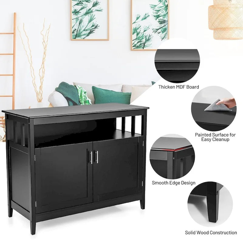 Armoire de rangement de cuisine moderne en bois - Noire - 44,9 x 20,1 x 35,8 (L x l x H)