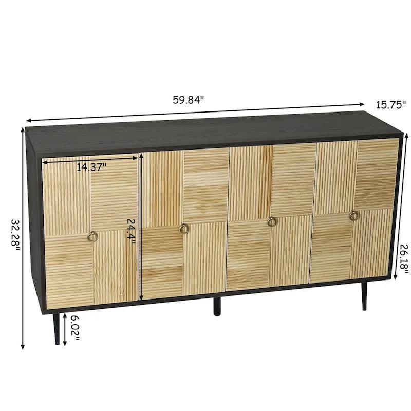 Élégante armoire vintage à 4 portes