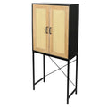Armoire haute élégante de 59 po avec 2 portes en rotin