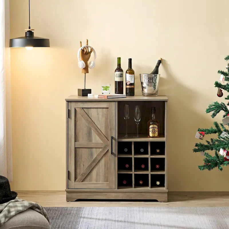 Meuble Bar à Café avec Casier à Vin Buffet Commode de Rangement avec Tiroir, Étagères de Rangement Ajustables, pour Salon, Salle à Manger
