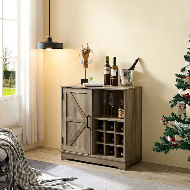 Meuble Bar à Café avec Casier à Vin Buffet Commode de Rangement avec Tiroir, Étagères de Rangement Ajustables, pour Salon, Salle à Manger