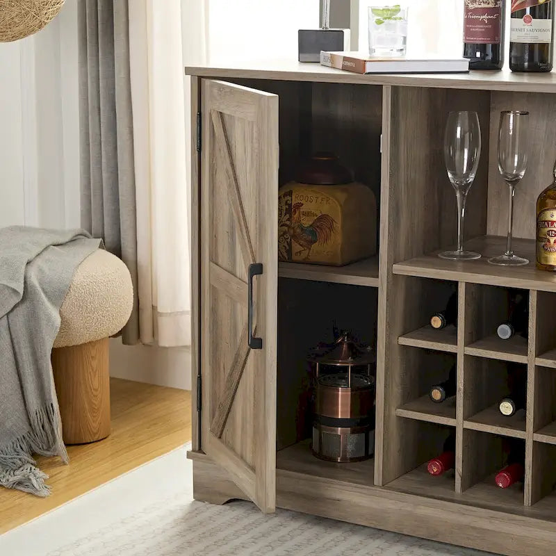 Meuble Bar à Café avec Casier à Vin Buffet Commode de Rangement avec Tiroir, Étagères de Rangement Ajustables, pour Salon, Salle à Manger