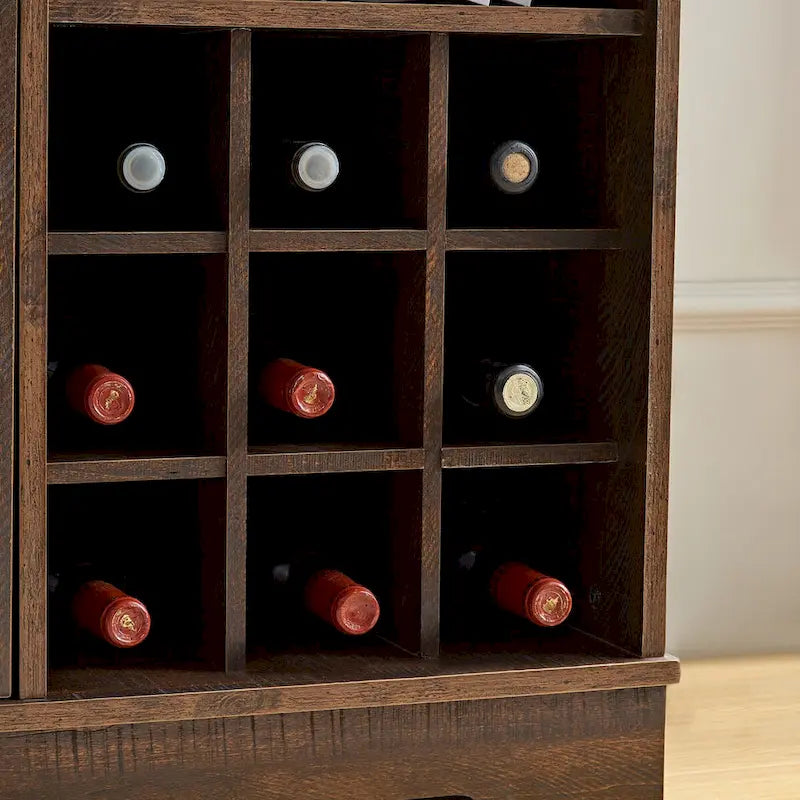 Meuble Bar à Café avec Casier à Vin Buffet Commode de Rangement avec Tiroir, Étagères de Rangement Ajustables, pour Salon, Salle à Manger