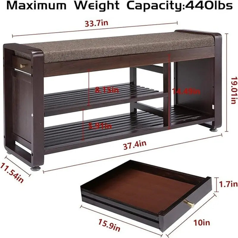 Banc à chaussures 2 niveaux - 11,7P x 39L x 19,5H