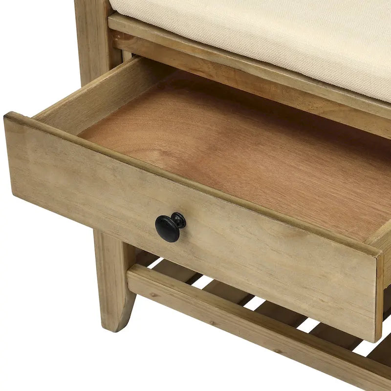 Meuble à chaussures avec assise capitonnée et tiroirs, banc de rangement multifonction pour entrée