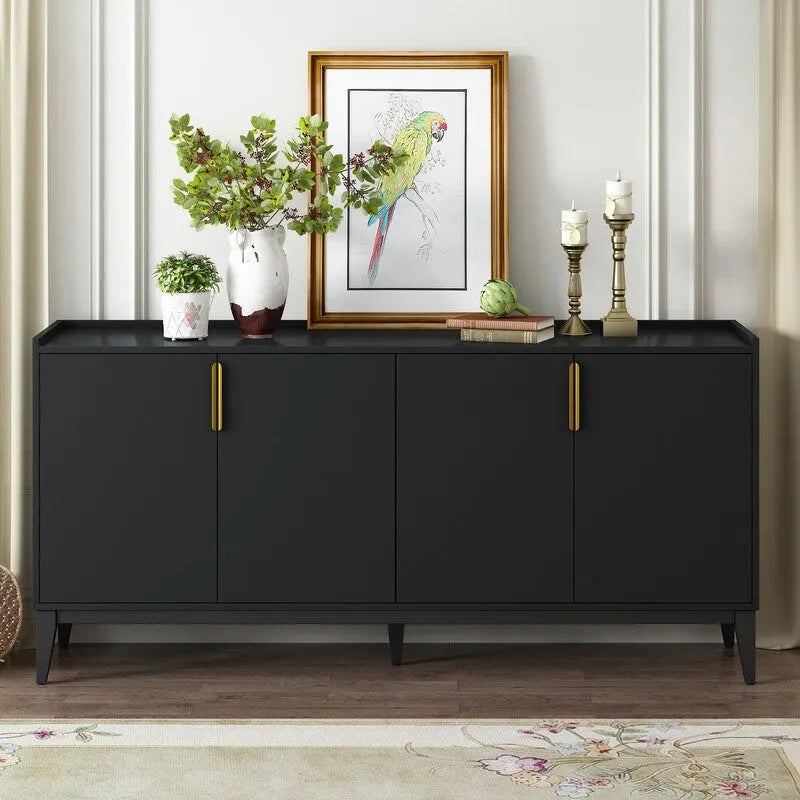 Buffet de rangement Armoire en bois avec 4 portes pour Couloir, Entrée, Salon, Chambre, Étagère réglable