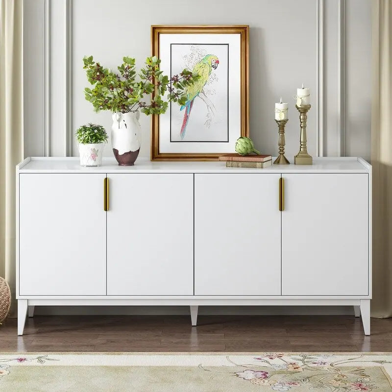 Buffet de rangement Armoire en bois avec 4 portes pour Couloir, Entrée, Salon, Chambre, Étagère réglable