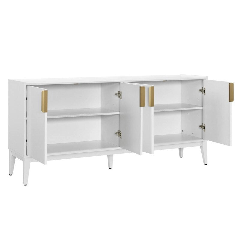Buffet de rangement Armoire en bois avec 4 portes pour Couloir, Entrée, Salon, Chambre, Étagère réglable