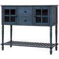 Table console à buffet avec étagère inférieure et armoire de rangement en bois/verre de style ferme - 42L x 14W x 34.2H