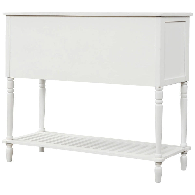 Table console à buffet avec étagère inférieure et armoire de rangement en bois/verre de style ferme - 42L x 14W x 34.2H