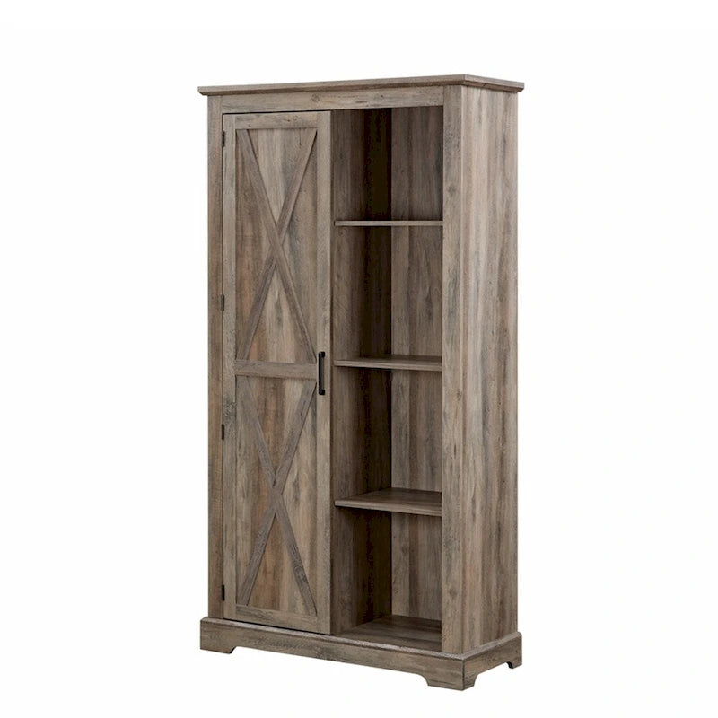Meuble de rangement haut en bois avec porte coulissante de style grange