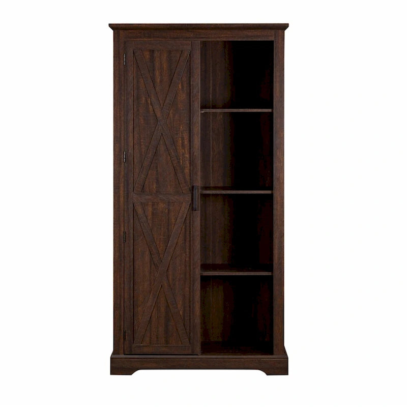 Meuble de rangement haut en bois avec porte coulissante de style grange