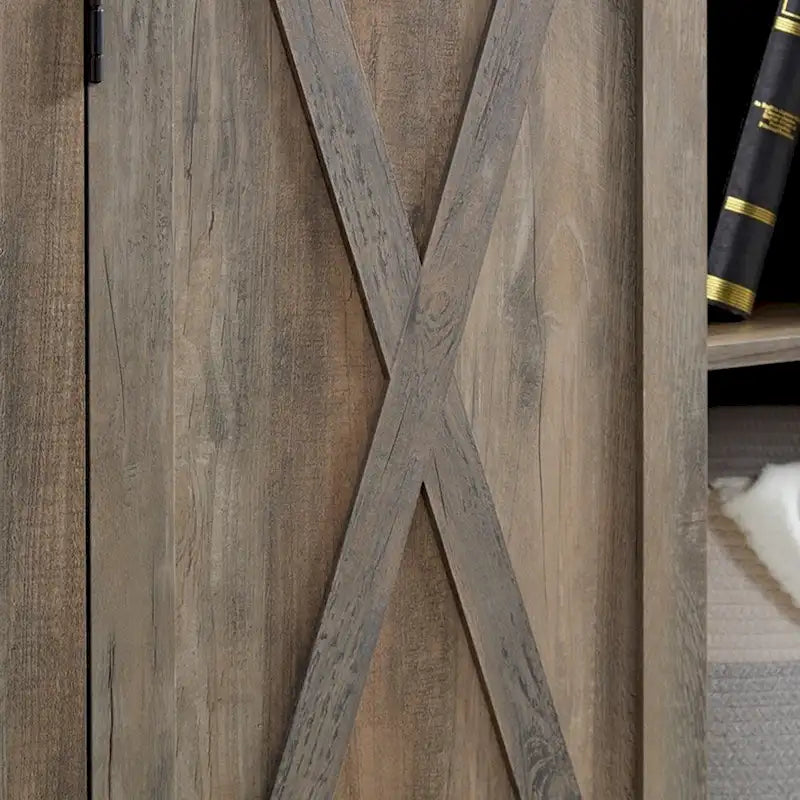 Meuble de rangement haut en bois avec porte coulissante de style grange