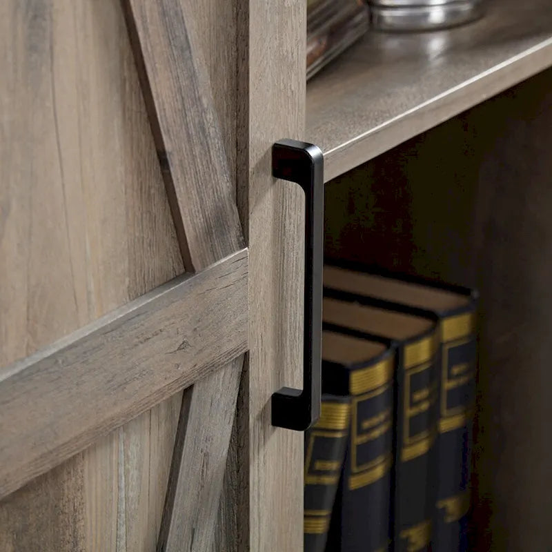 Meuble de rangement haut en bois avec porte coulissante de style grange