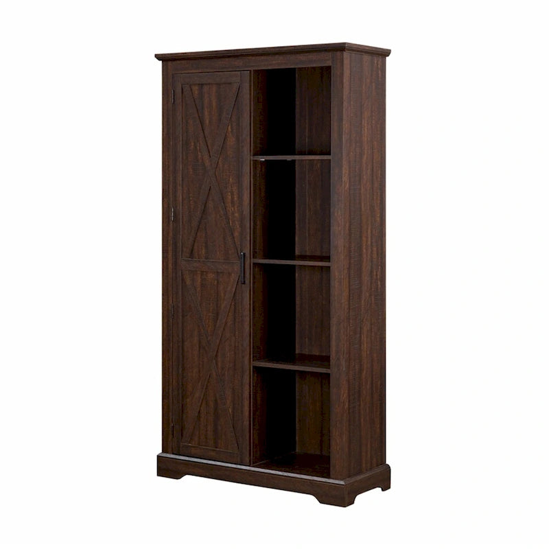 Meuble de rangement haut en bois avec porte coulissante de style grange