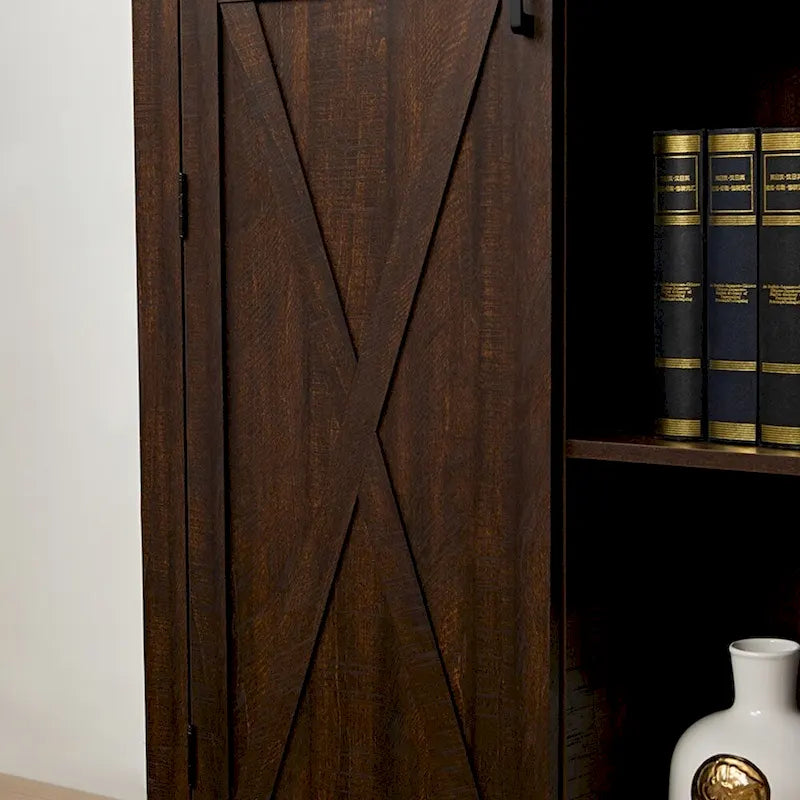Meuble de rangement haut en bois avec porte coulissante de style grange